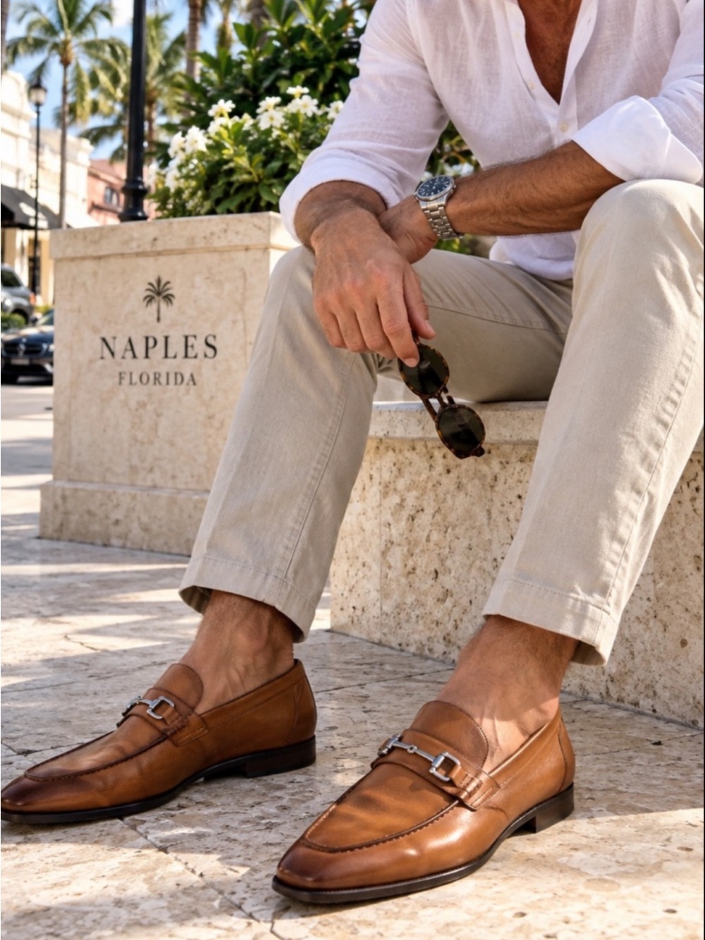 Magnanni Men’s Cognac Brown Leather Horsebit Loafers Dress Shoes 9.5